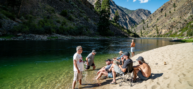 beach on a late season whitewater raft trip