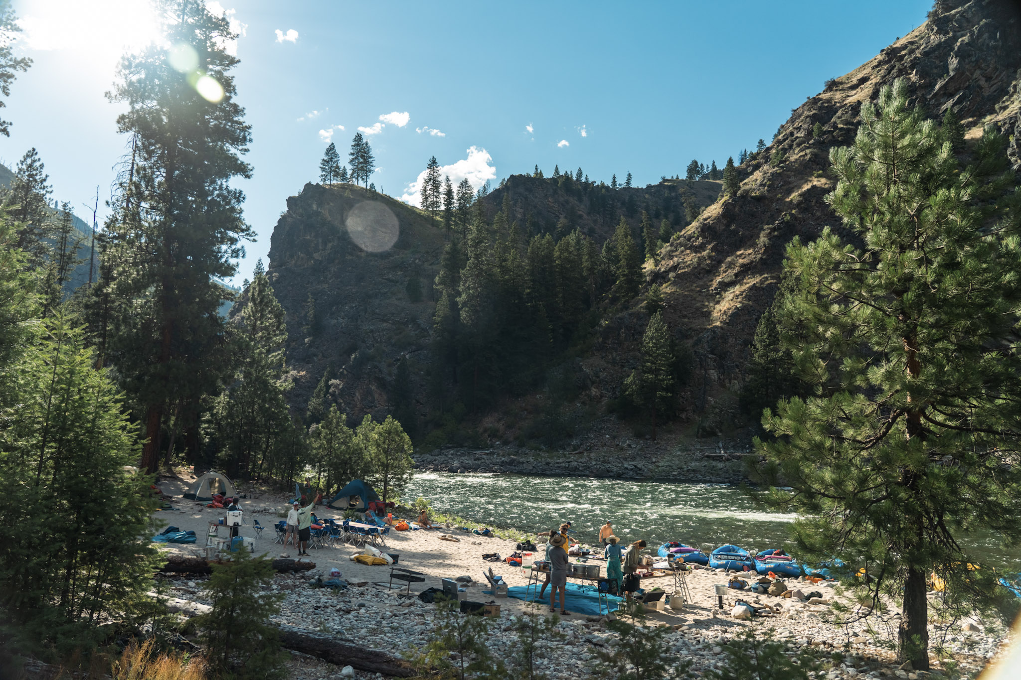 group campsite on the main salmon river