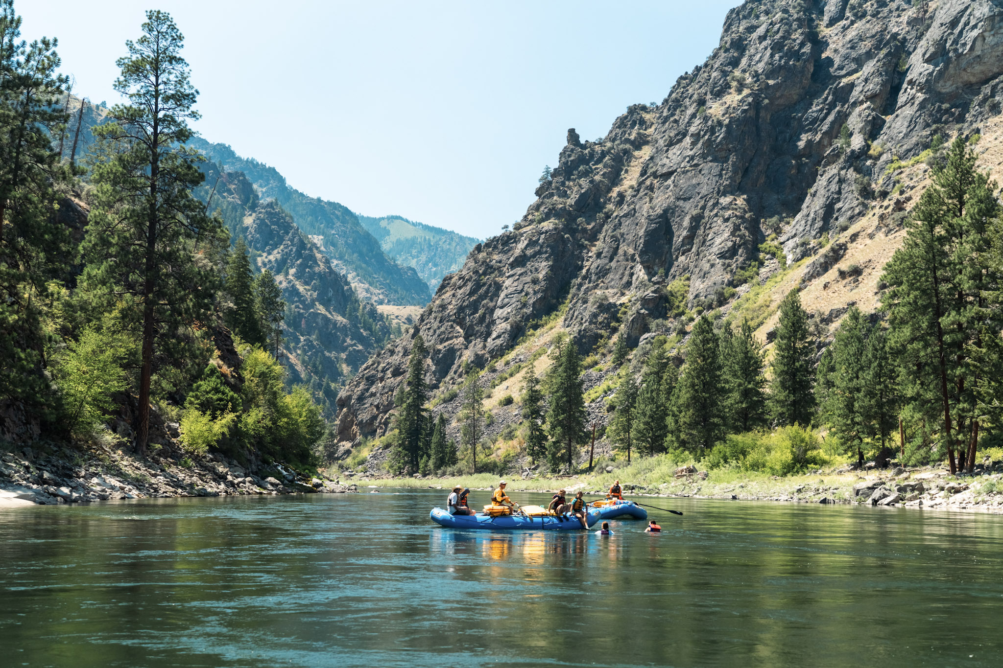 rafting floating a mellow section of the main salmon river