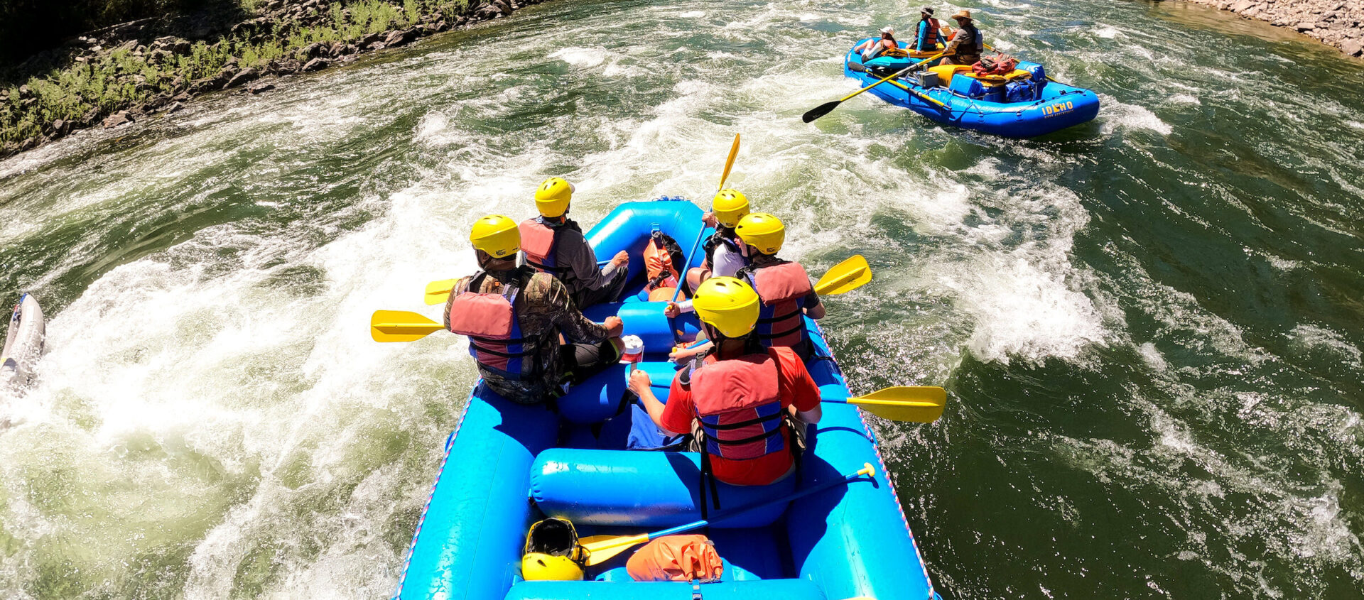 two rafting going down a rapid on the main salmon river